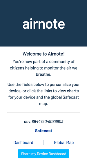 Airnote landing page